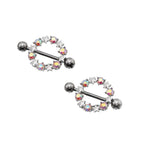 PAIR OF Pentagram Floral Halo stainless steel Nipple Rings