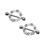 PAIR OF Pentagram Floral Halo stainless steel Nipple Rings