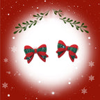 Red & Green Bow stainless steel Ear Studs