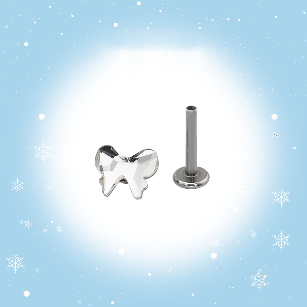 Christmas Bow Internally Threaded Stainless Steel Ear Studs