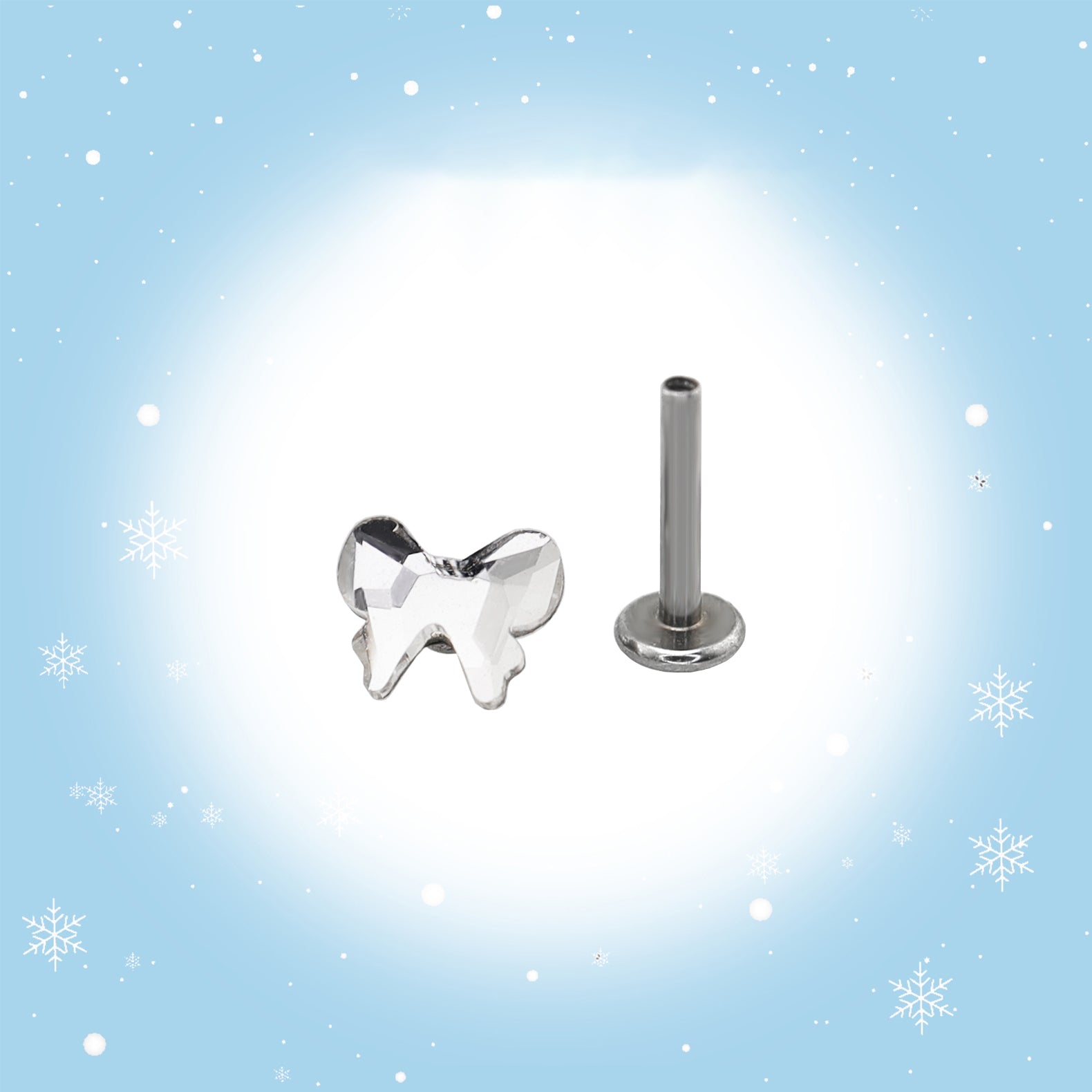 Christmas Bow Internally Threaded Stainless Steel Ear Studs