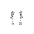 PAIR OF Snowflake Pentagram Dangle stainless steel Ear Studs