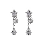 PAIR OF Snowflake Pentagram Dangle stainless steel Ear Studs