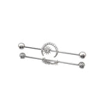 Moon & Sun CZ stainless steel Industrial Barbell