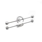 Moon & Sun CZ stainless steel Industrial Barbell