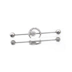 Moon & Sun CZ stainless steel Industrial Barbell