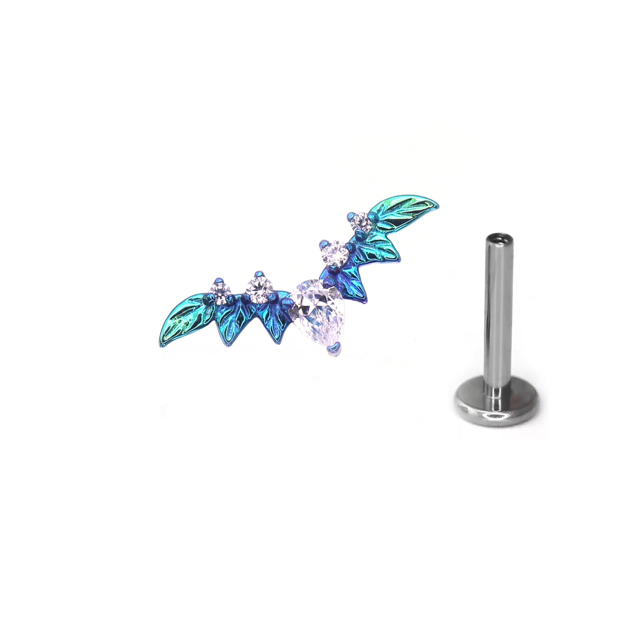 Teardrop CZ Bat Titanium Ear Studs