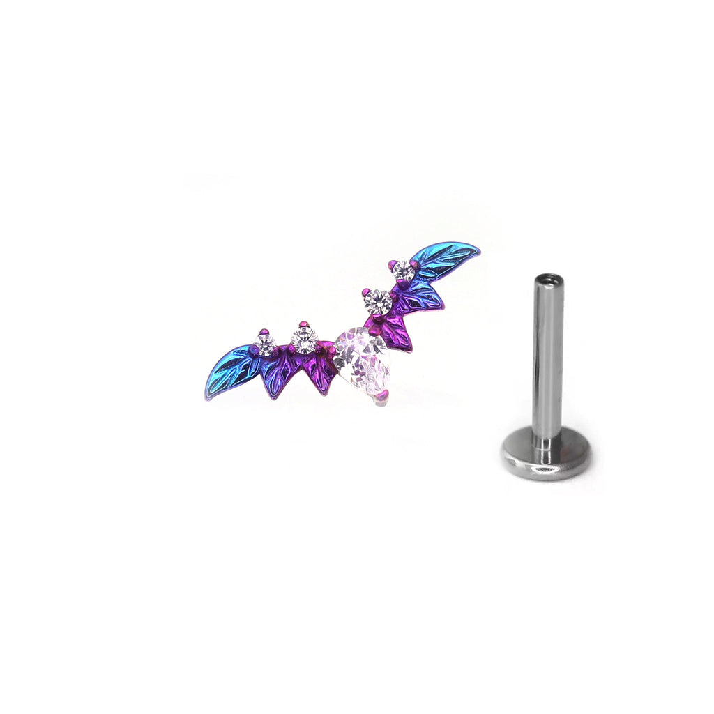Teardrop CZ Bat Titanium Ear Studs