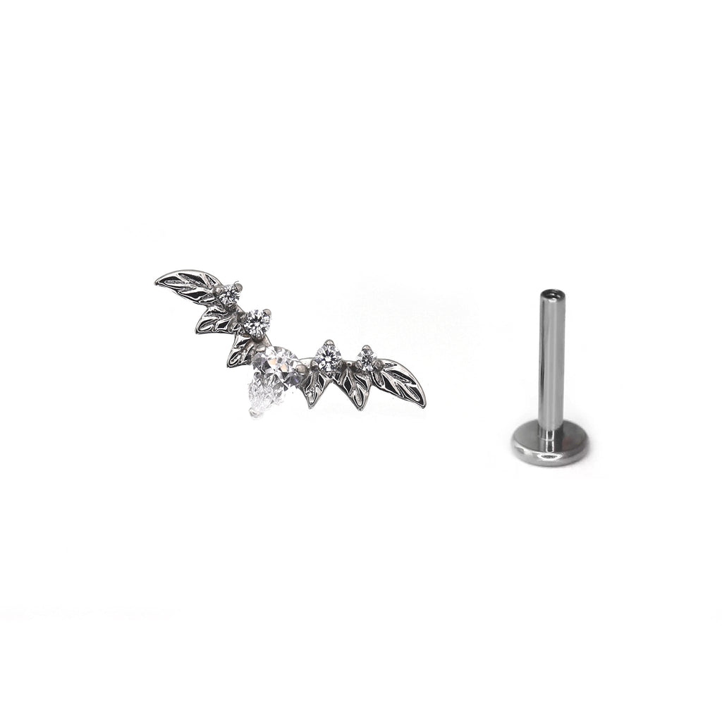 Teardrop CZ Bat Titanium Ear Studs