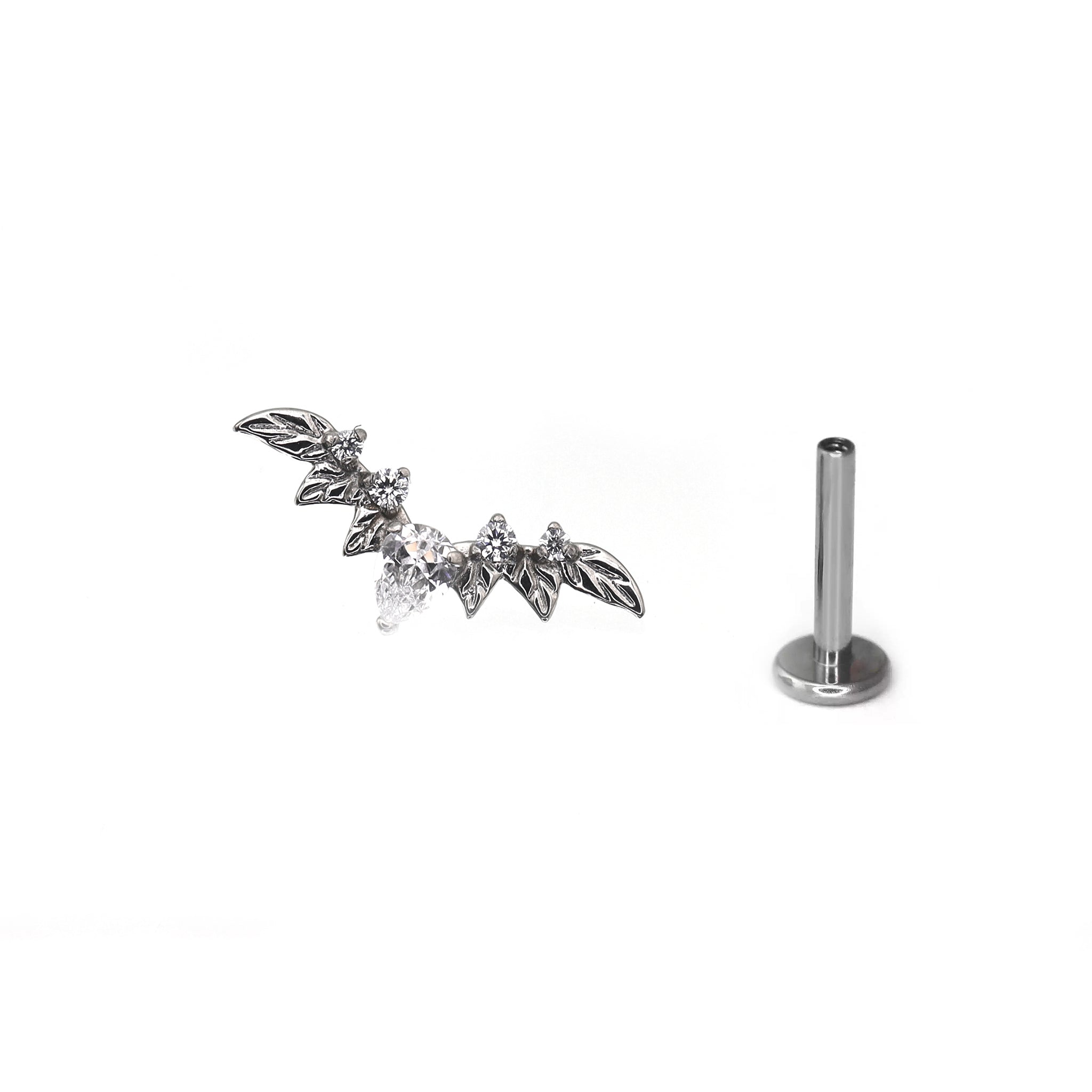 Teardrop CZ Bat Titanium Ear Studs