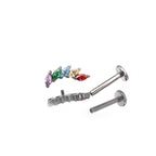 Rainbow Marquise-Cut CZ Titanium Ear Studs