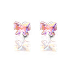 PAIR OF Sweet Bow Refractive CZ stainless steel Ear Studs
