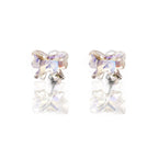 PAIR OF Sweet Bow Refractive CZ stainless steel Ear Studs