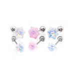 PAIR OF Mocha CZ Colorful Snowflake stainless steel Ear Studs