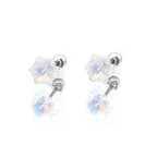 PAIR OF Mocha CZ Colorful Snowflake stainless steel Ear Studs