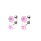 PAIR OF Mocha CZ Colorful Snowflake stainless steel Ear Studs