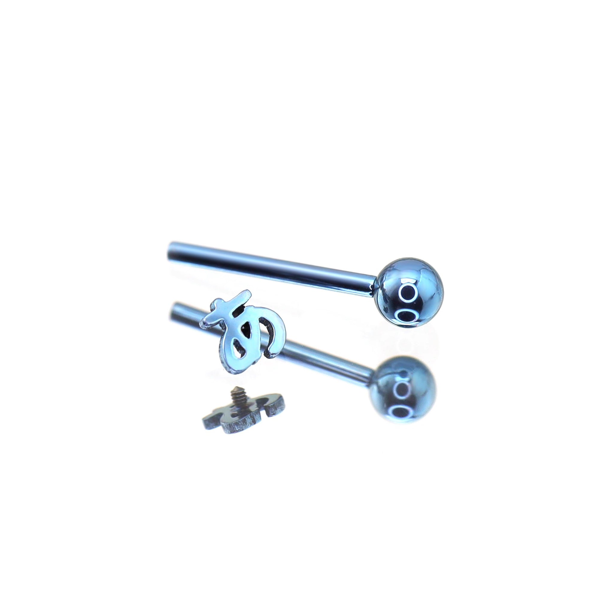 Text Engraved Titanium Tongue Ring