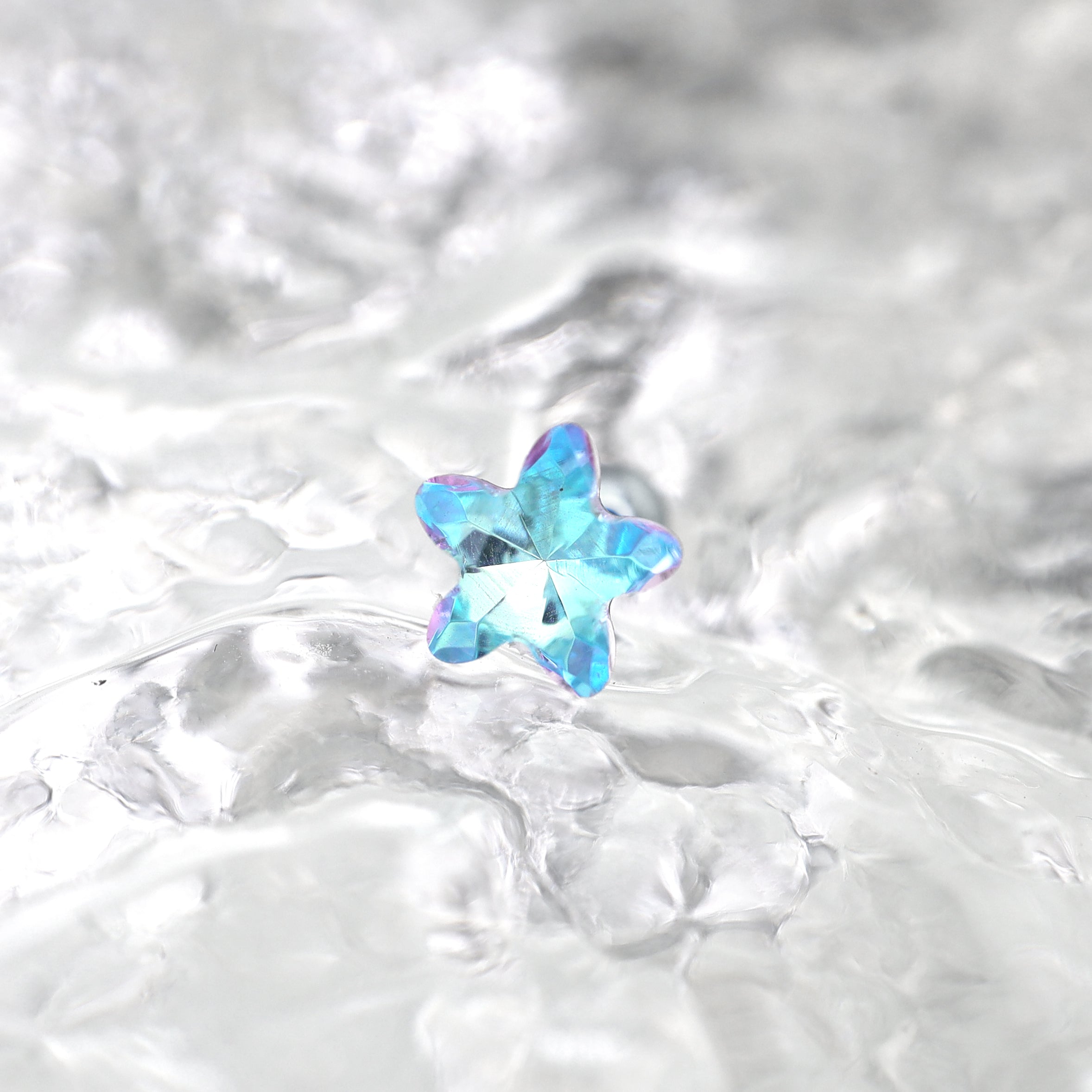 Blue Gradient Pentagram Star Titanium Ear Studs