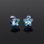 Blue Gradient Pentagram Star Titanium Ear Studs