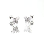 White Elegant CZ Butterfly stainless steel Ear Studs