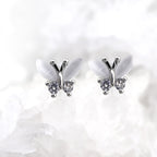 White Elegant CZ Butterfly stainless steel Ear Studs