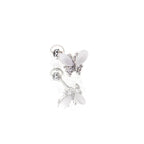White Elegant CZ Butterfly stainless steel Ear Studs