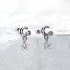 Star & Moon Dangle stainless steel Ear Studs