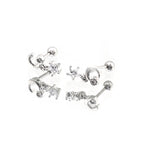 Star & Moon Dangle stainless steel Ear Studs