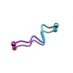 Wave-Shaped ECG Pattern Titanium Industrial Barbell