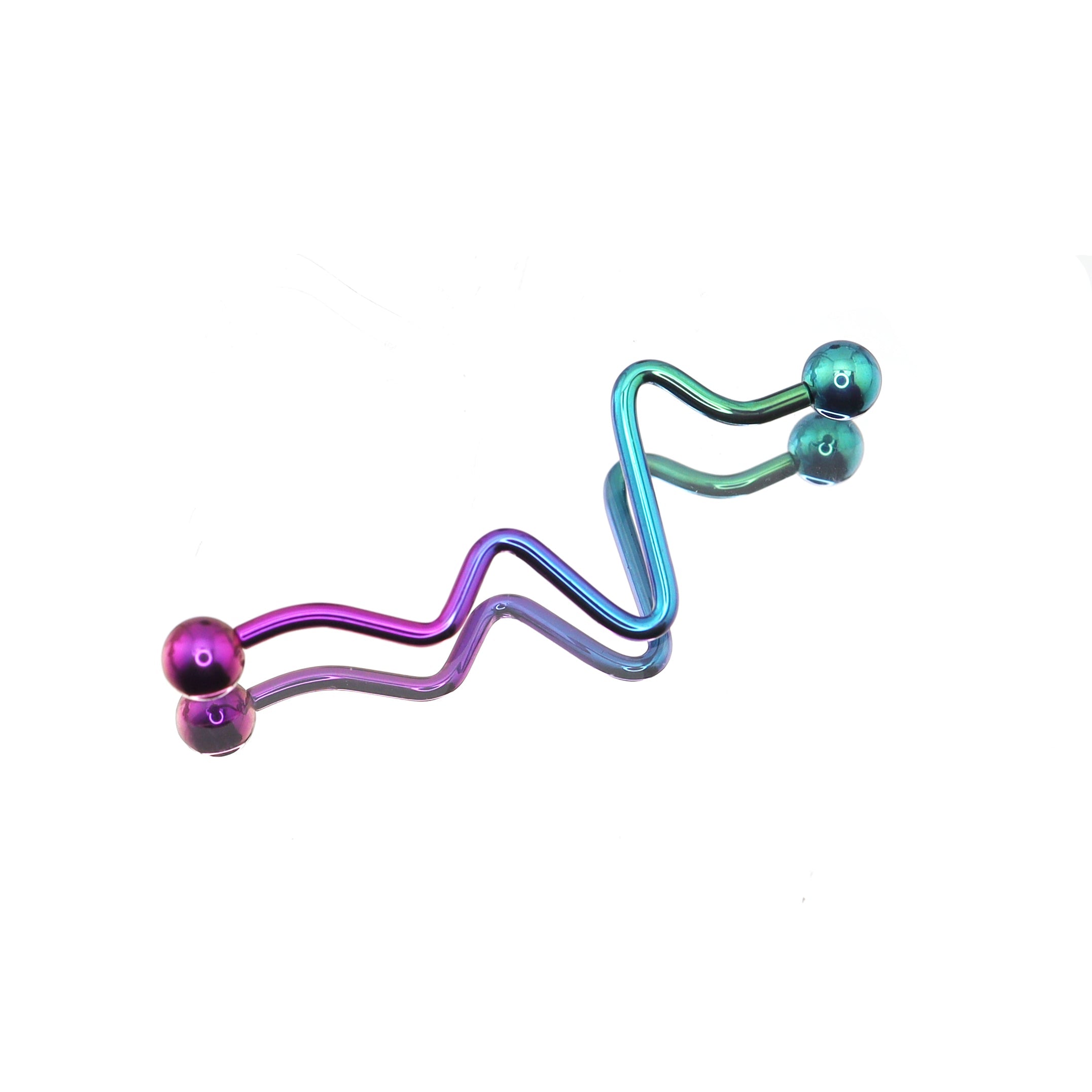 Wave-Shaped ECG Pattern Titanium Industrial Barbell
