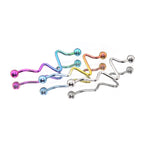 Wave-Shaped ECG Pattern Titanium Industrial Barbell