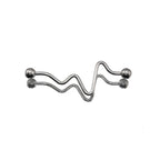 Wave-Shaped ECG Pattern Titanium Industrial Barbell