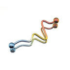 Wave-Shaped ECG Pattern Titanium Industrial Barbell
