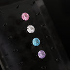 High-Shine Snowflake-Cut CZ Internally Threaded Titanium Studs