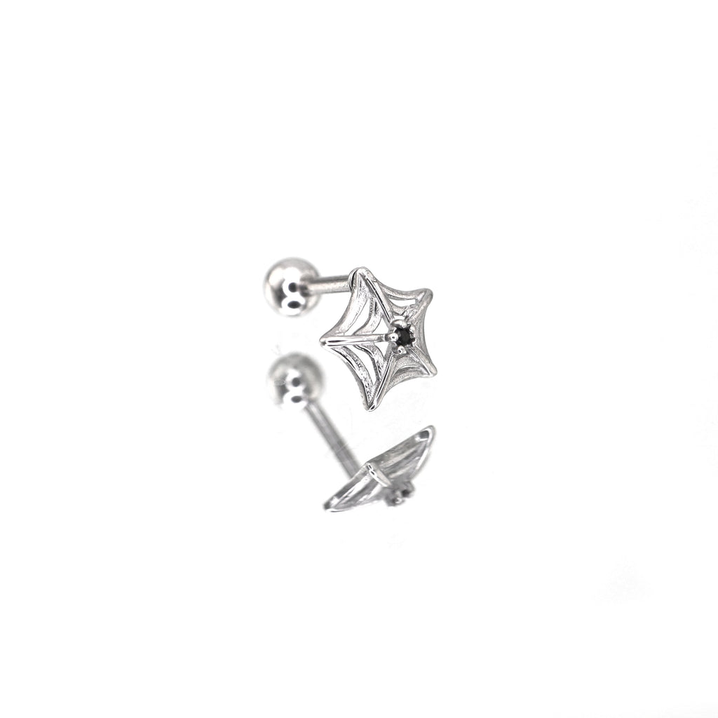 3D Openwork Spider Web CZ tainless steel Ear Studs