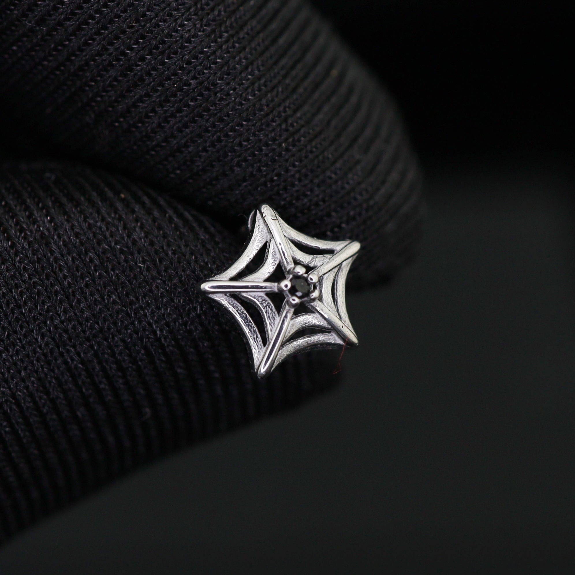 3D Openwork Spider Web CZ tainless steel Ear Studs