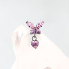 Butterfly & Heart Pendant CZ Titanium Labret Studs