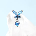 Butterfly & Heart Pendant CZ Titanium Labret Studs