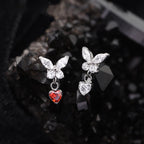 Butterfly & Heart Pendant CZ Titanium Labret Studs