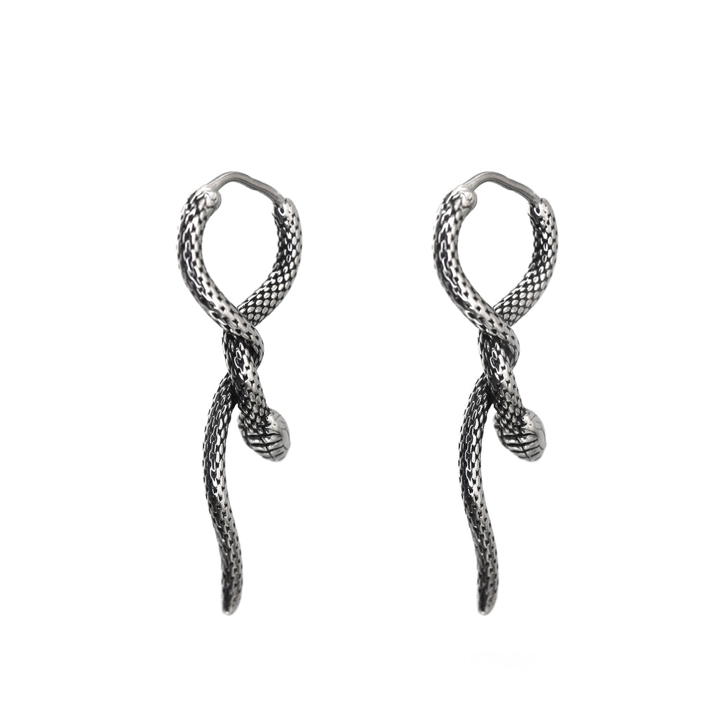 3D Coiled Snake Stainless Steel Earrings