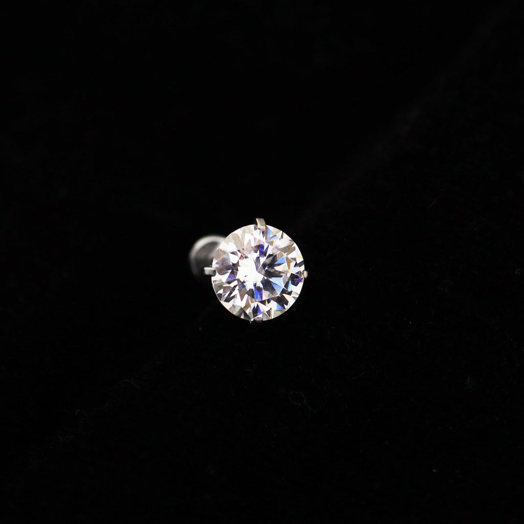 High-Shine Moissanite Internally Threaded Titanium Studs