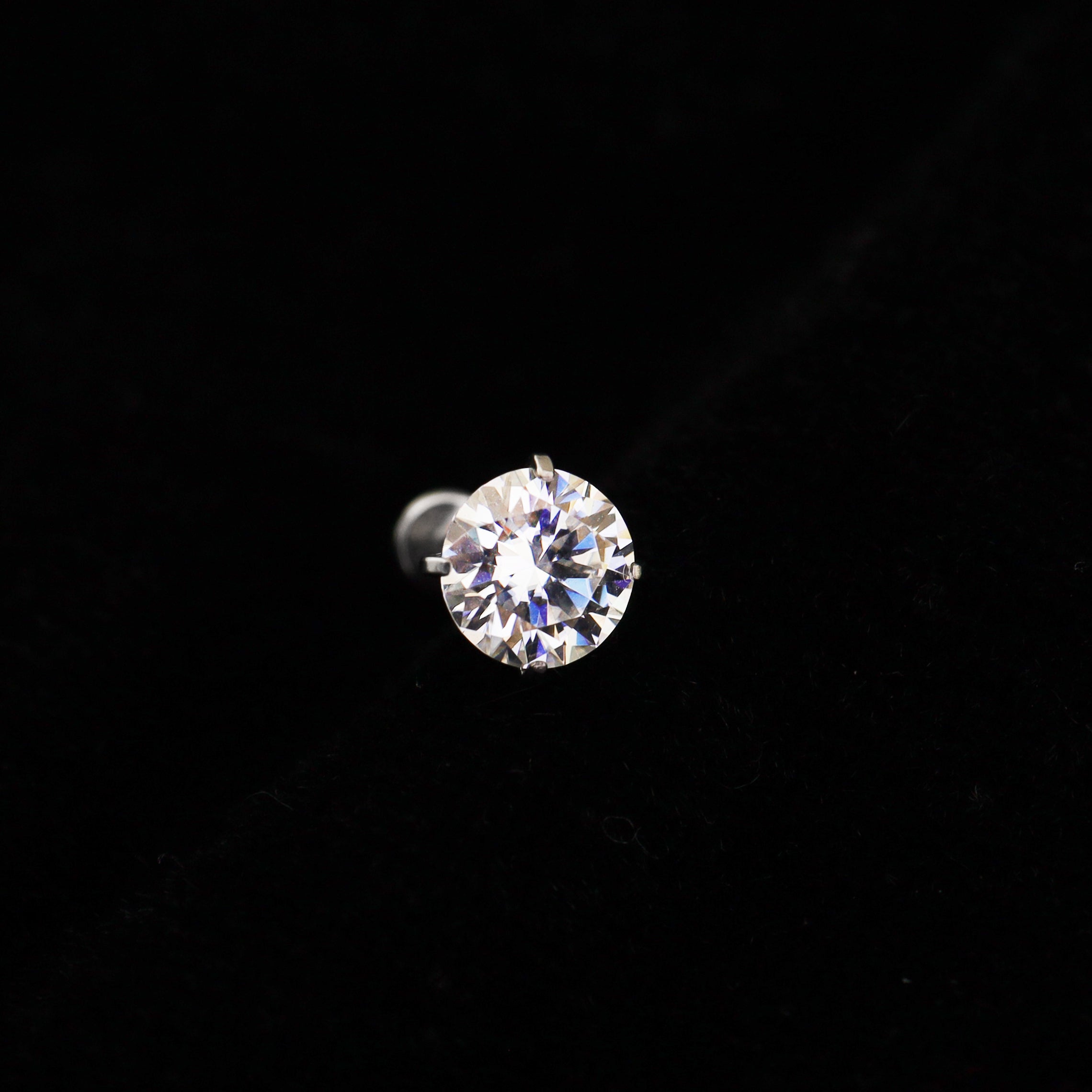High-Shine Moissanite Internally Threaded Titanium Studs