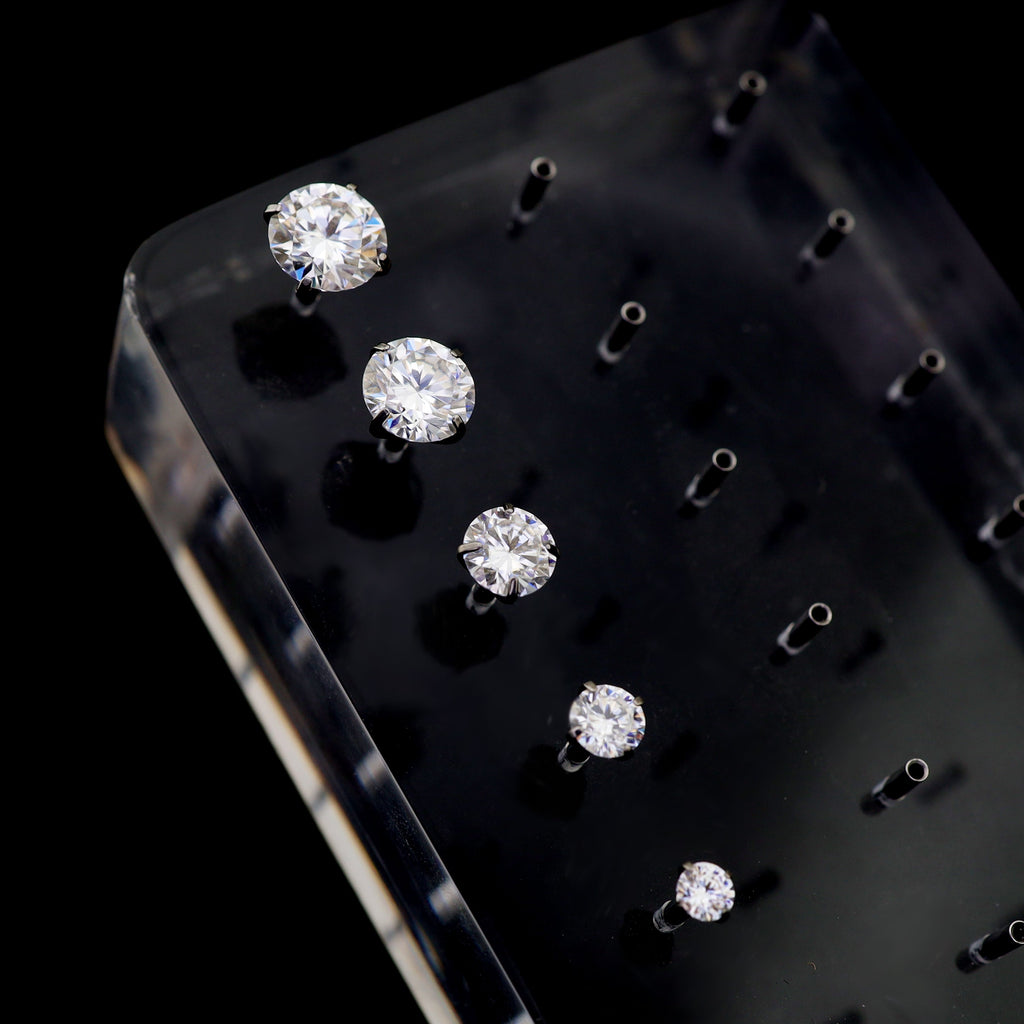 High-Shine Moissanite Internally Threaded Titanium Studs