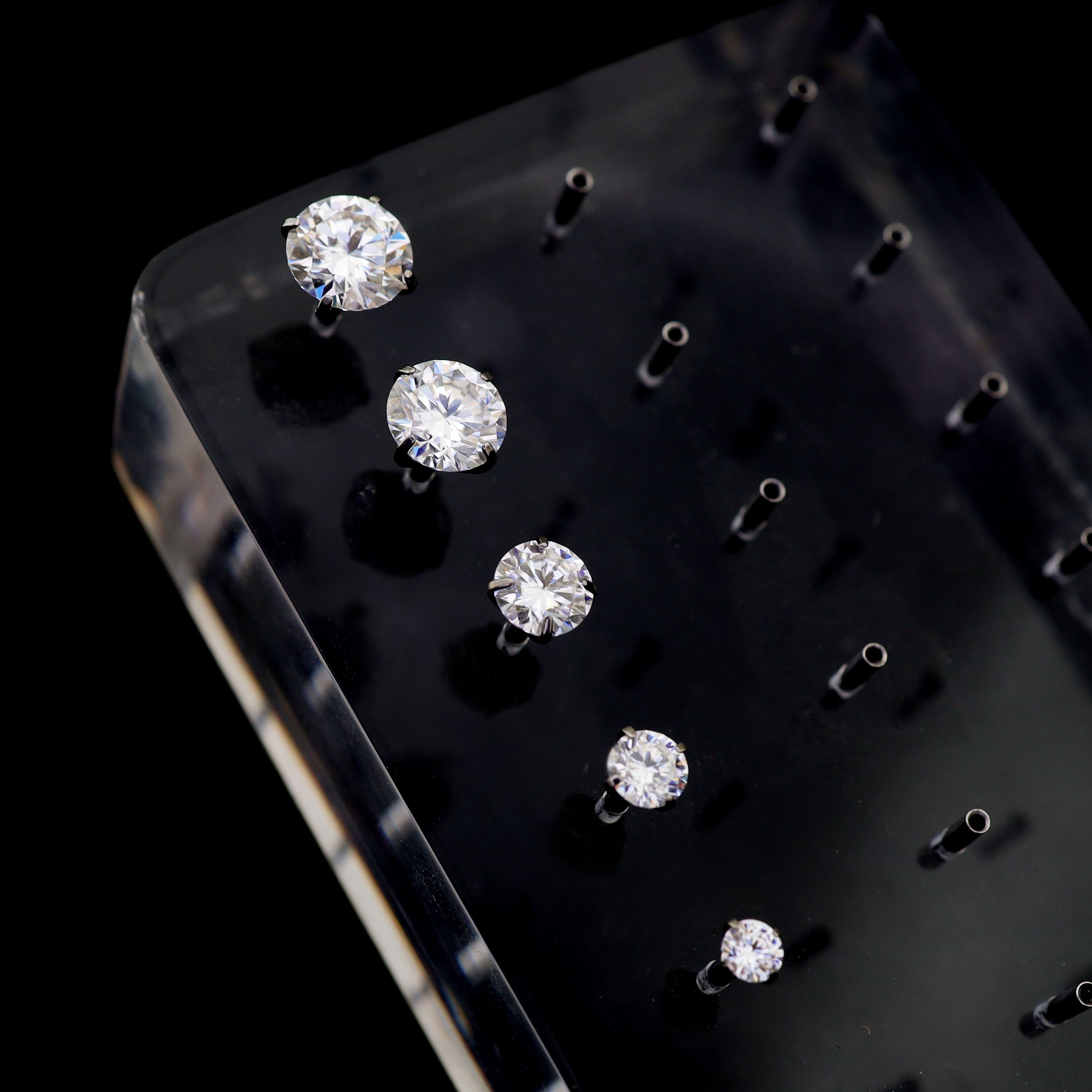 High-Shine Moissanite Internally Threaded Titanium Studs