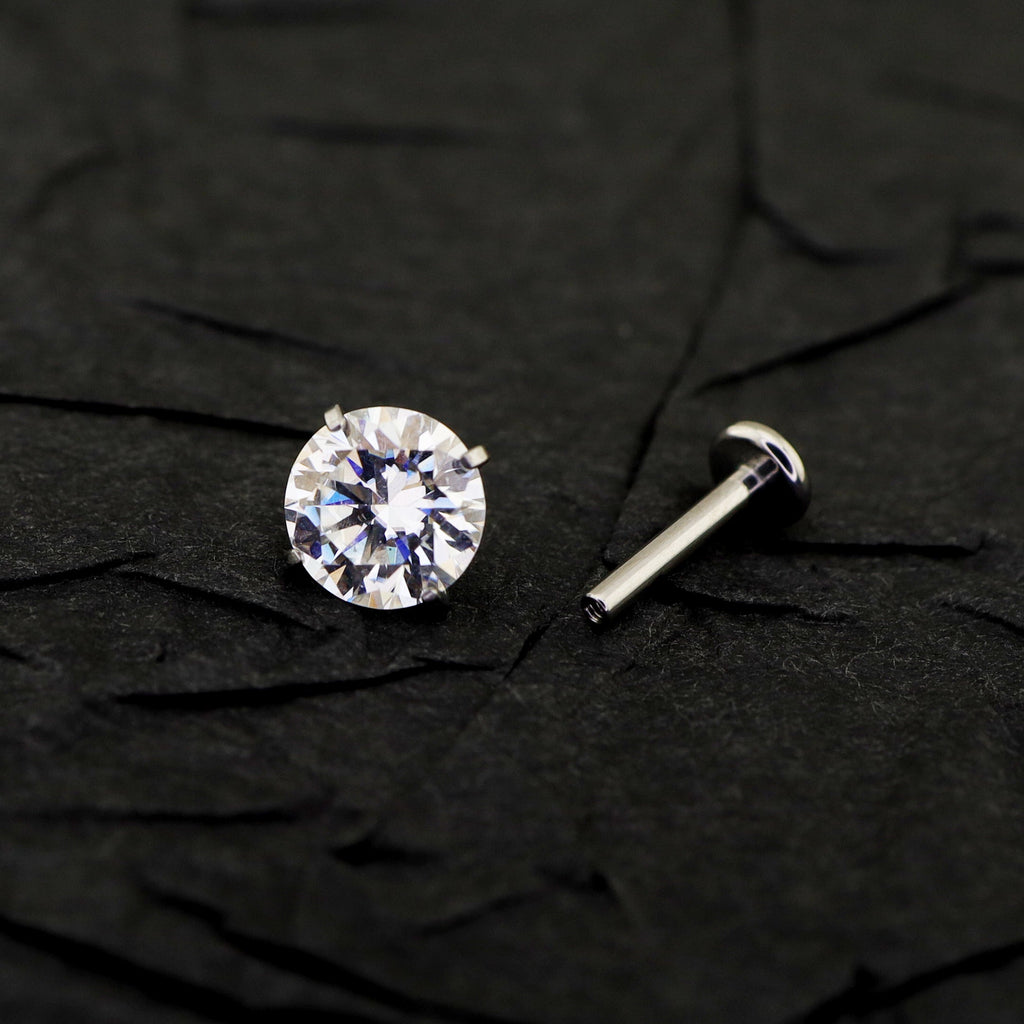 High-Shine Moissanite Internally Threaded Titanium Studs