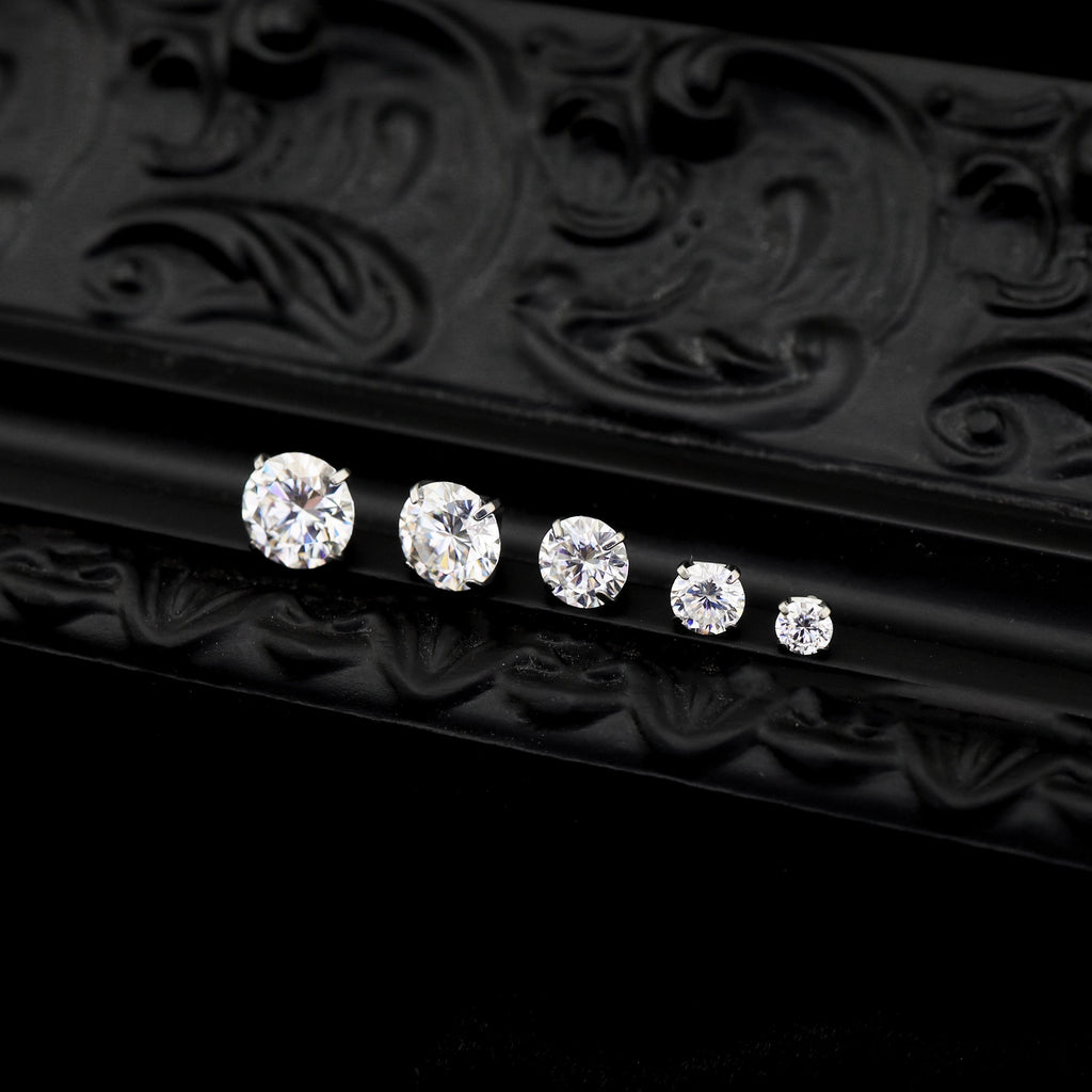 High-Shine Moissanite Internally Threaded Titanium Studs