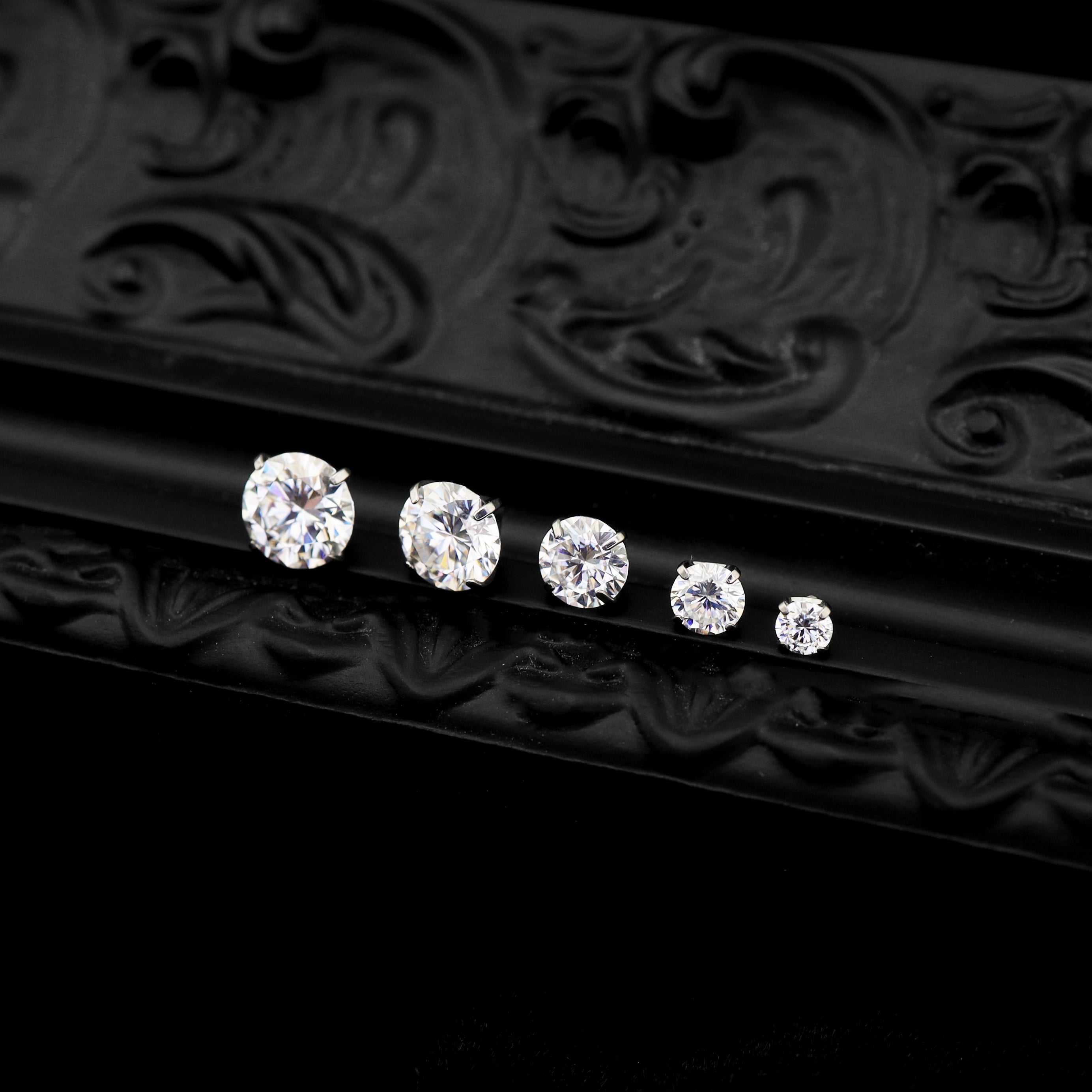 High-Shine Moissanite Internally Threaded Titanium Studs