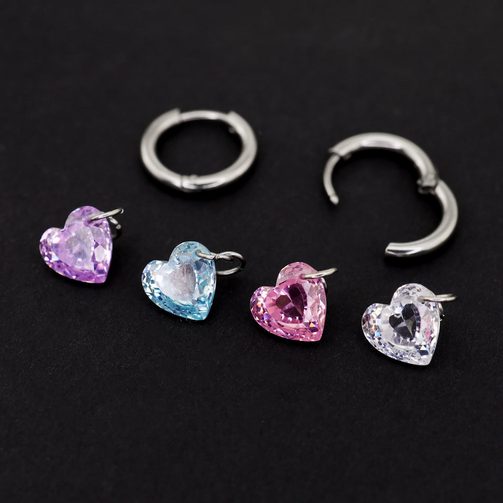 Rainbow Heart CZ Pendant tainless steel Earrings