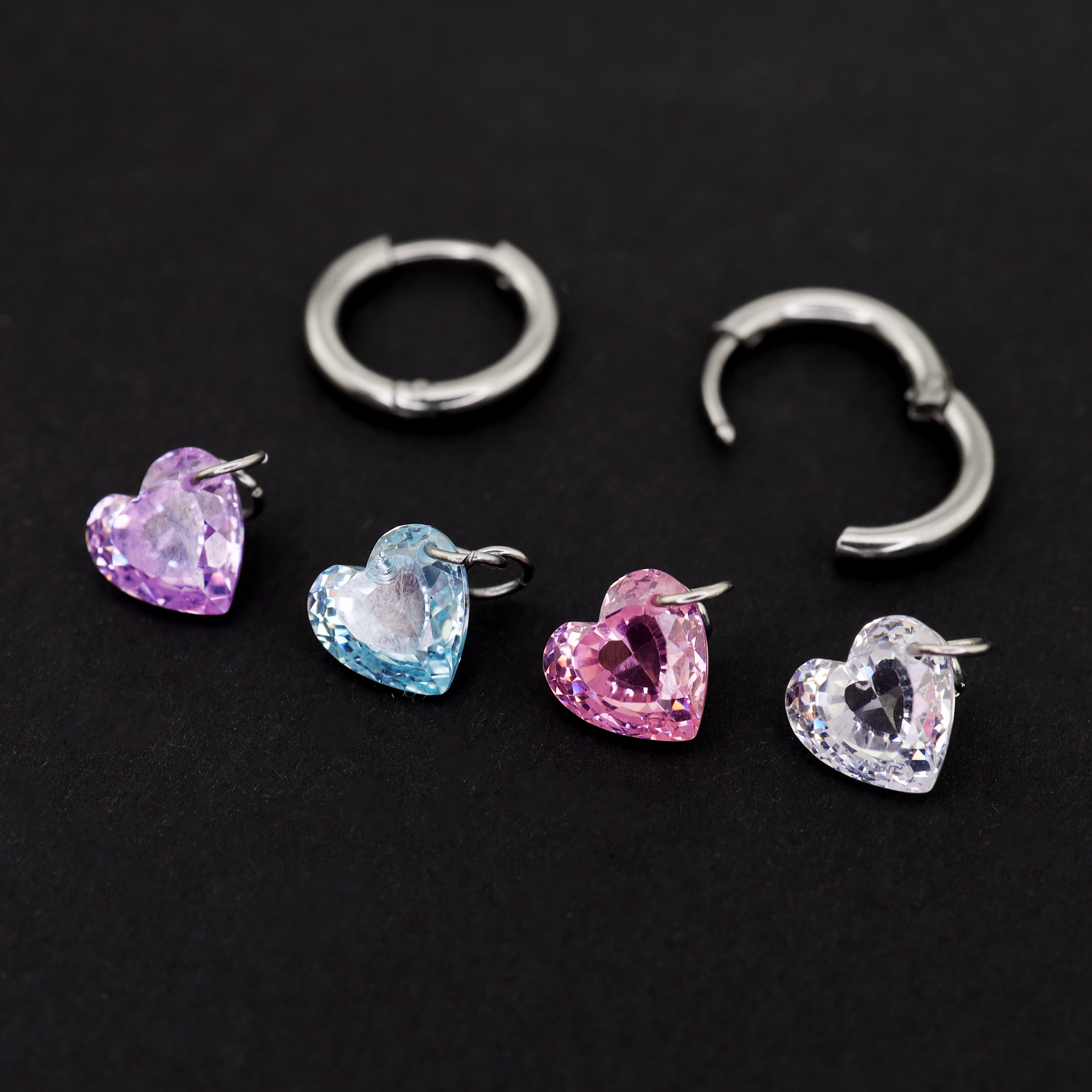 Rainbow Heart CZ Pendant tainless steel Earrings