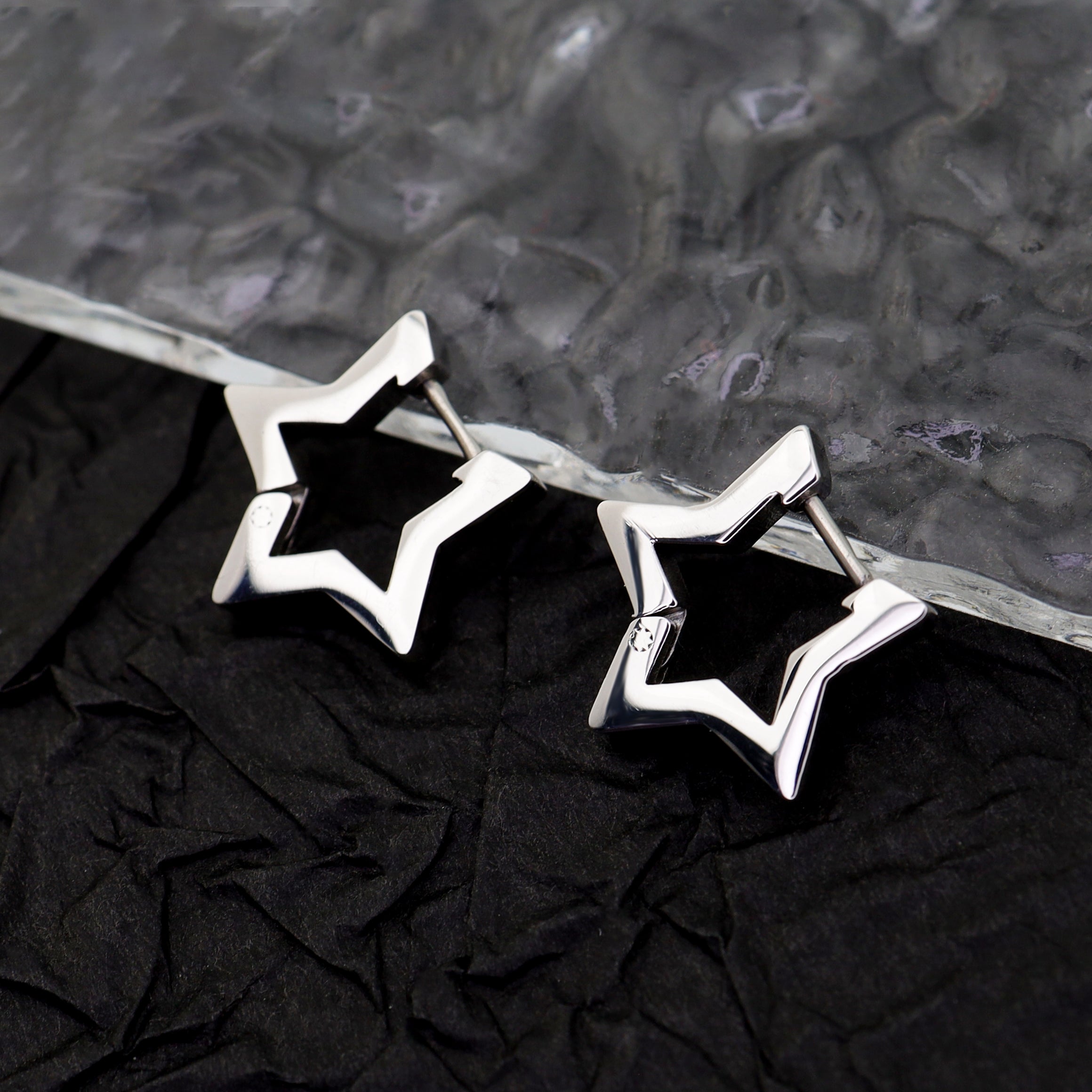 Minimalist Pentagram Straight Pin tainless steel Earrings